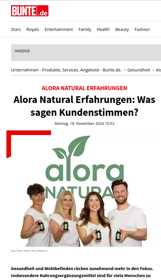 Ein online Artikel der Bunten