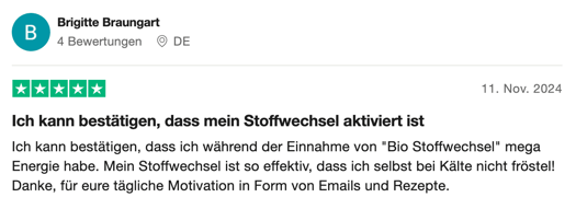 Ich kann bestätigen, dass mein Stoffwechsel aktiviert ist