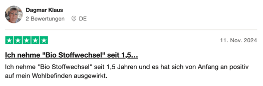 Ich nehme "Bio Stoffwechsel" seit 1,5 Jahren